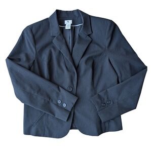 Worthington Boys Black Pinstripe Two Button Blazer Suit Jacket Size‎ 14
